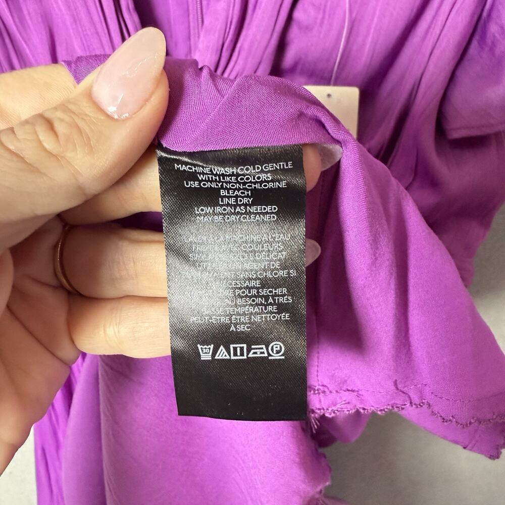 Anthropologie V-Neck Mini Dress Cocktail Party Vibrant Purple Size 2 - Picture 6 of 10